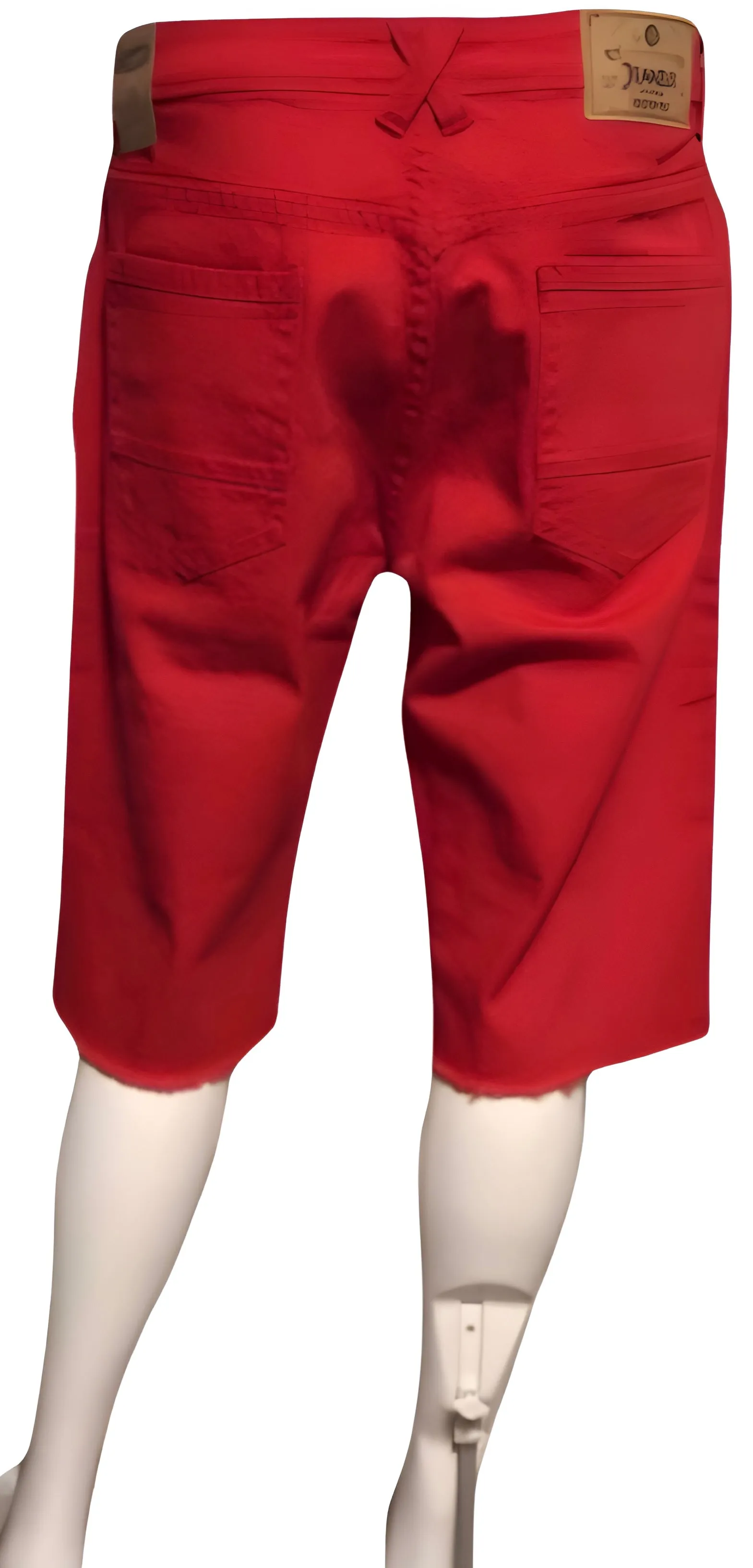 ^AKADEMIKS^ (RED) RIPPED DENIM SHORTS (WAIST 34")