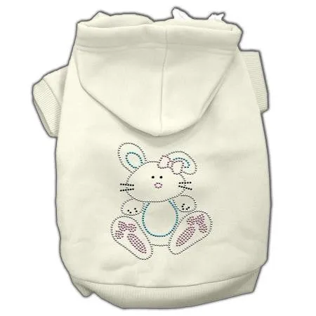 Bunny Rhinestone Hoodies Cream S (10)