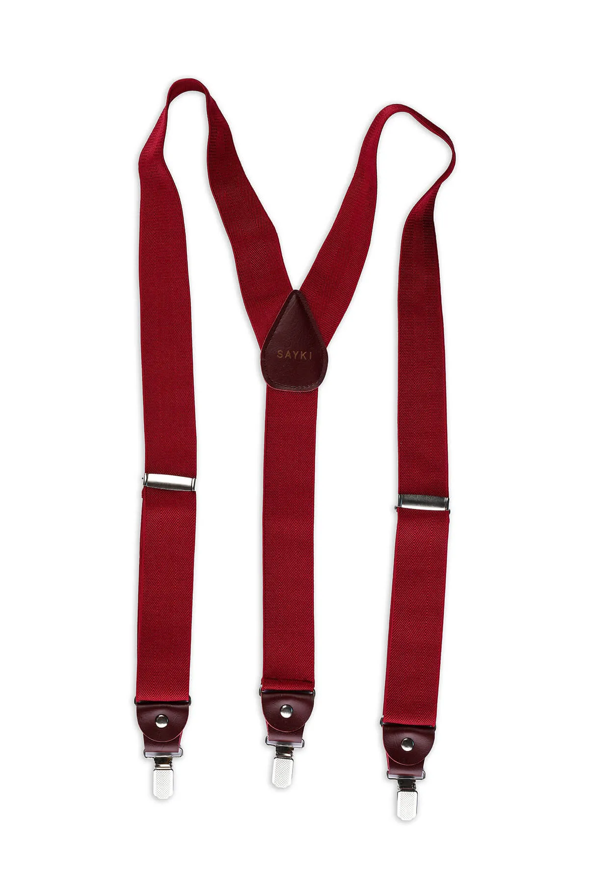 Burgundy Elastic Suspenders