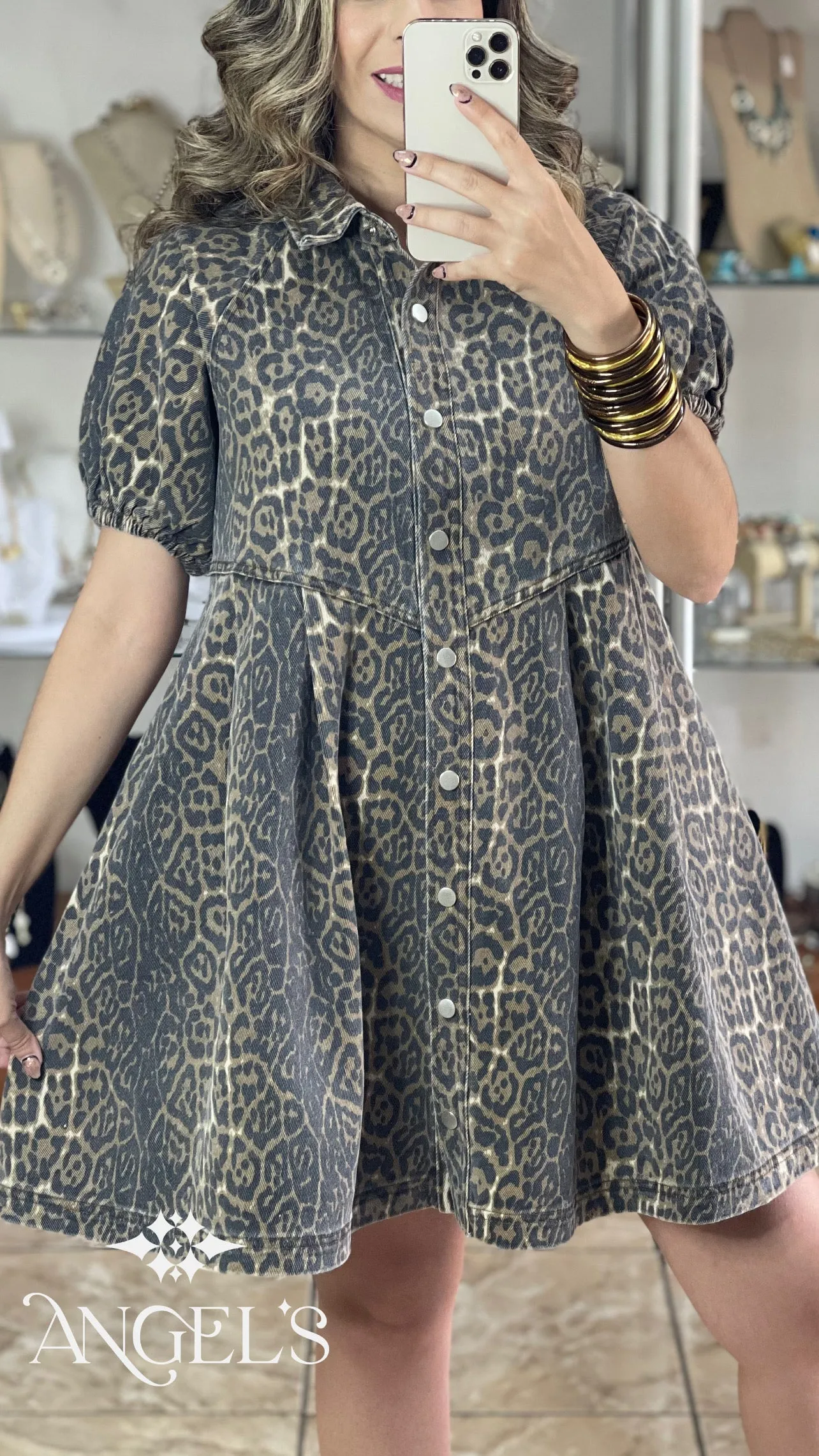 Cheetah Print Denim Dress