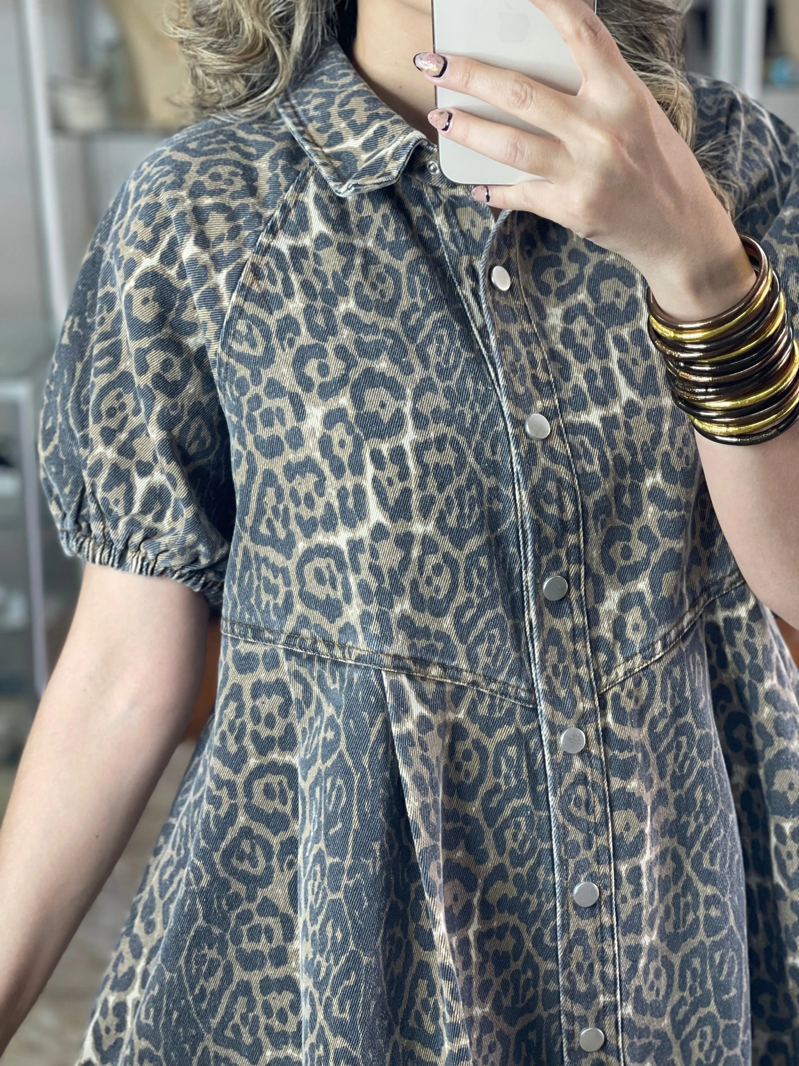 Cheetah Print Denim Dress