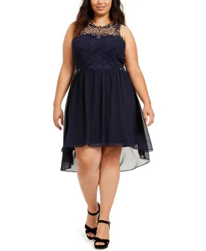 City Studios Junior's High Low Dress Blue Size 14W