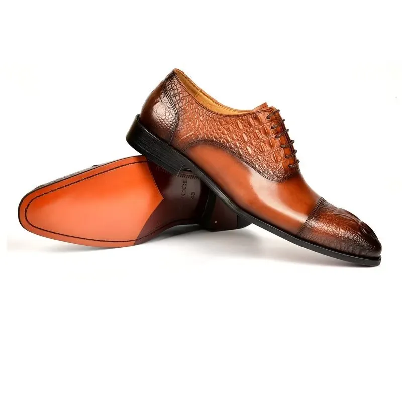 CrocoLuxe Elegance Crocodile Texture Oxford Dress Shoes