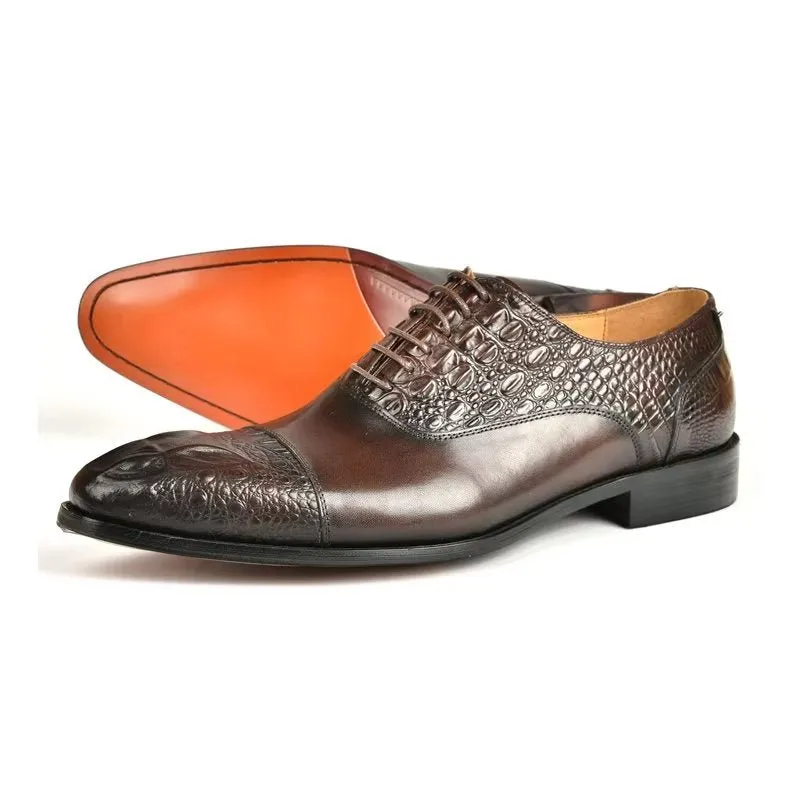 CrocoLuxe Elegance Crocodile Texture Oxford Dress Shoes