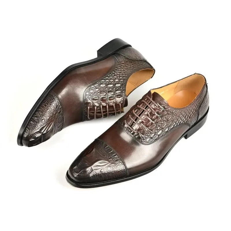 CrocoLuxe Elegance Crocodile Texture Oxford Dress Shoes