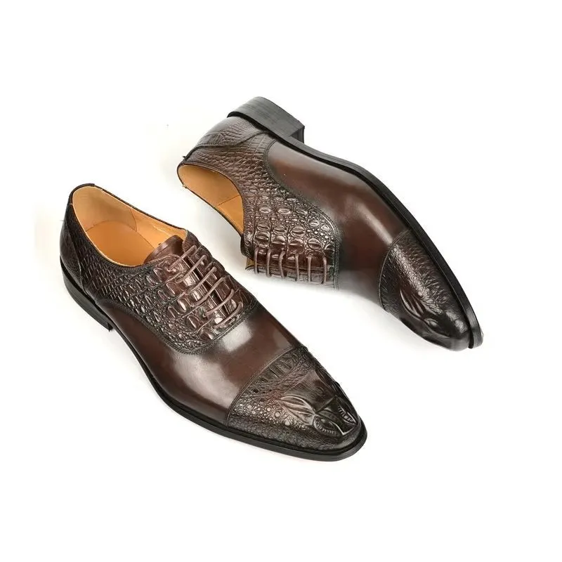 CrocoLuxe Elegance Crocodile Texture Oxford Dress Shoes