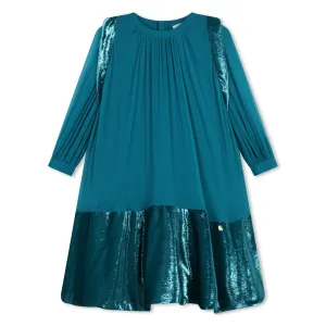 Deep Lagoon Puffy Sleeves Dress