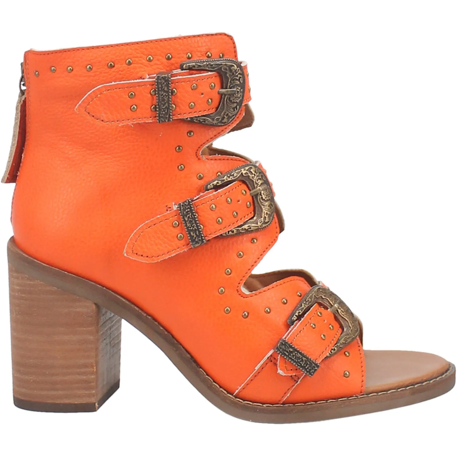 Dingo Womens Ziggy Orange Leather Sandals Shoes