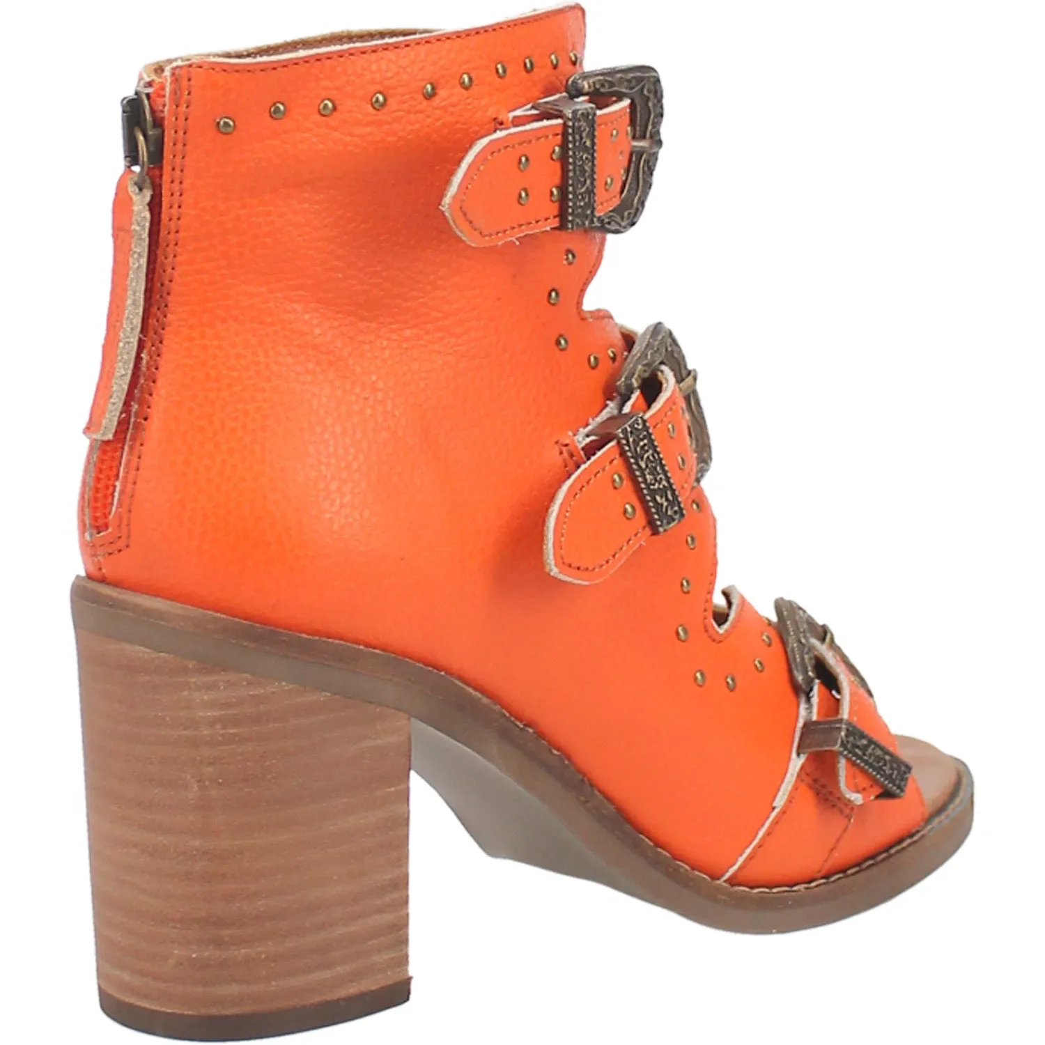 Dingo Womens Ziggy Orange Leather Sandals Shoes