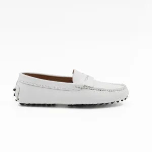 Driving Shoe in White Leather