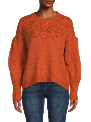 Drop Shoulder Sweater with Cliché Rust Embroidery