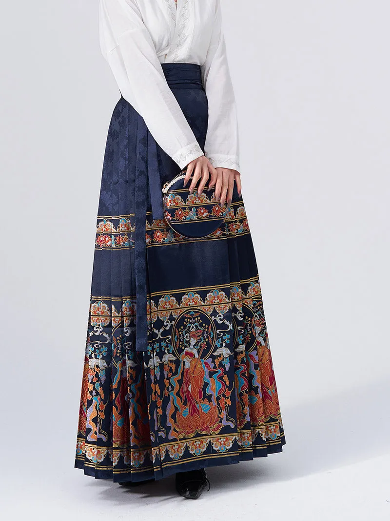 Dunhuang Feitian Pattern Yarn-dyed Jacquard Cloth Mamianqun Hanfu Skirt Morden Hanfu Skirt