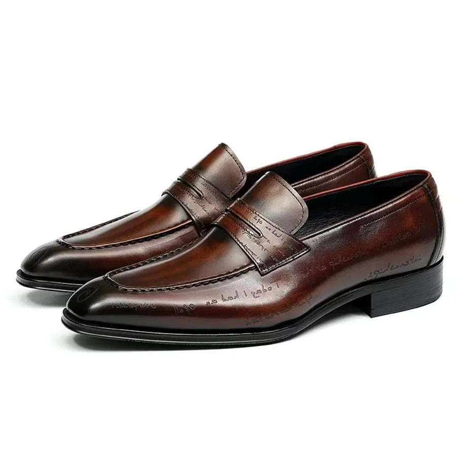 Elegant Carved British Leather Executive Shoes