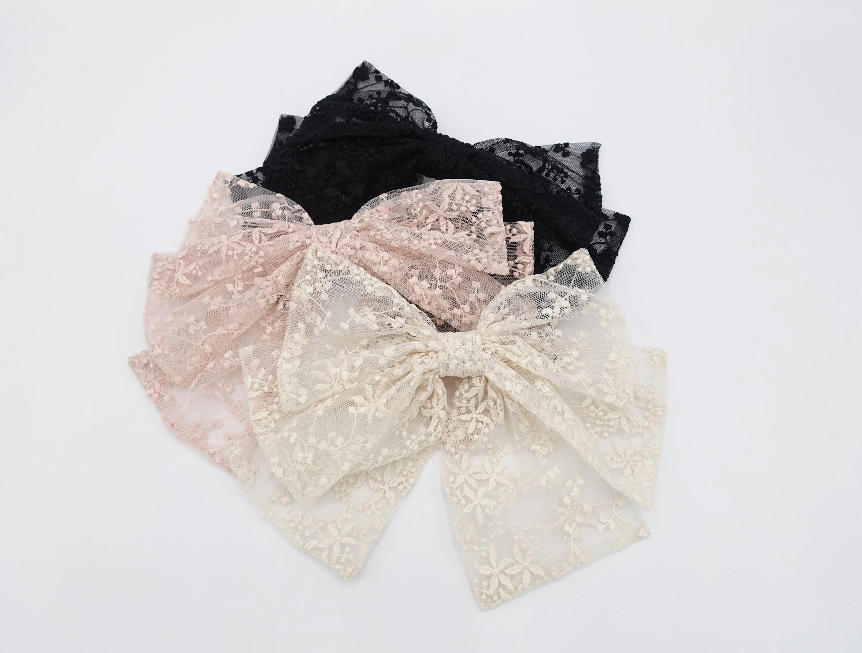 floral lace hair bow layered hair accessory for women