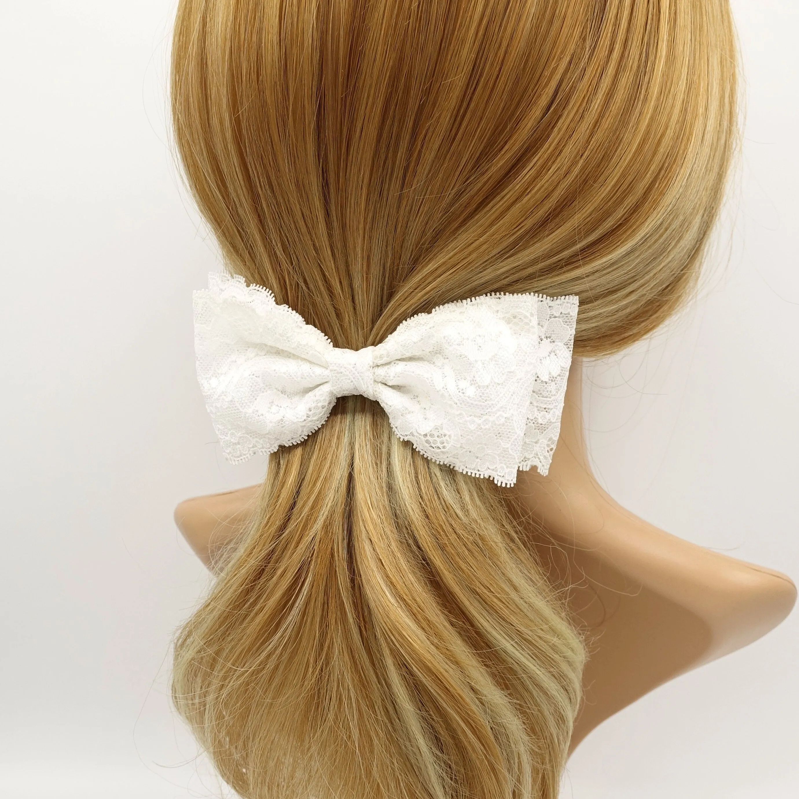 floral lace layered bow simple style hair accessory for women