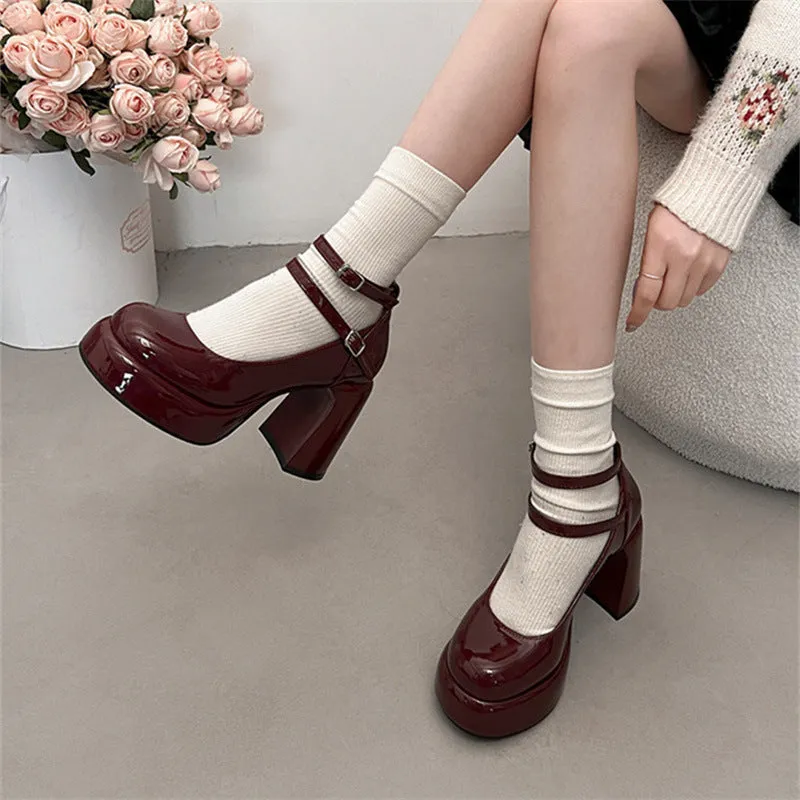 French High Heel Mary Jane Shoes Women