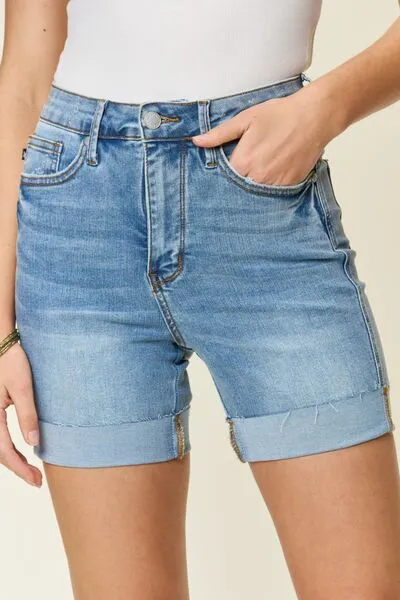 Full Size Tummy Control High Waist Denim Shorts