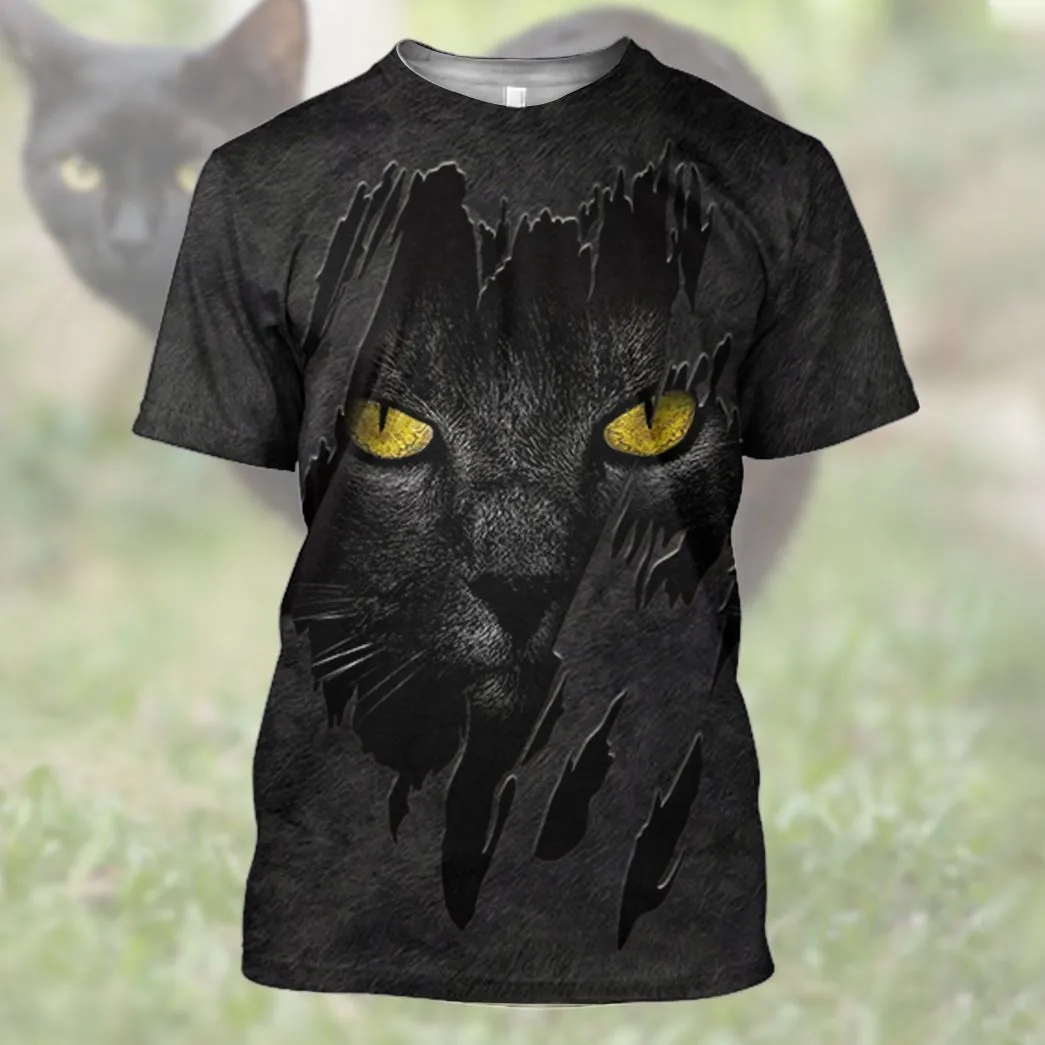 Gearhuman 3D Black Cat Fleece Tshirt Hoodie Apparel