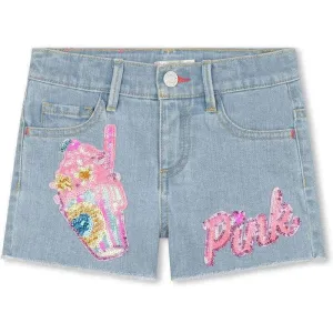 Girls Denim Sequin Shorts