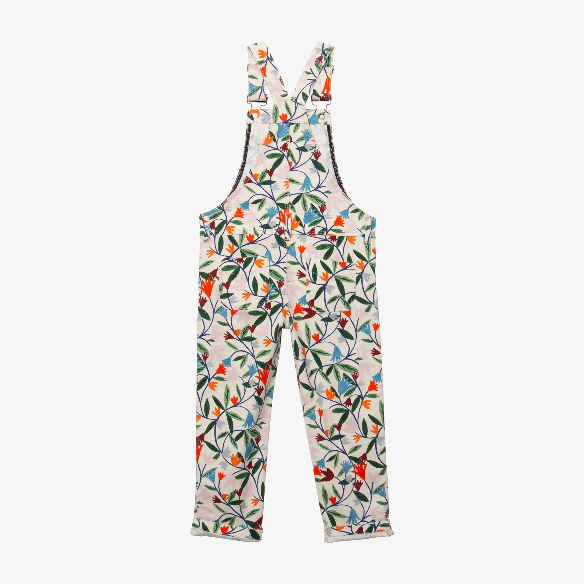 Girls' floral print overalls