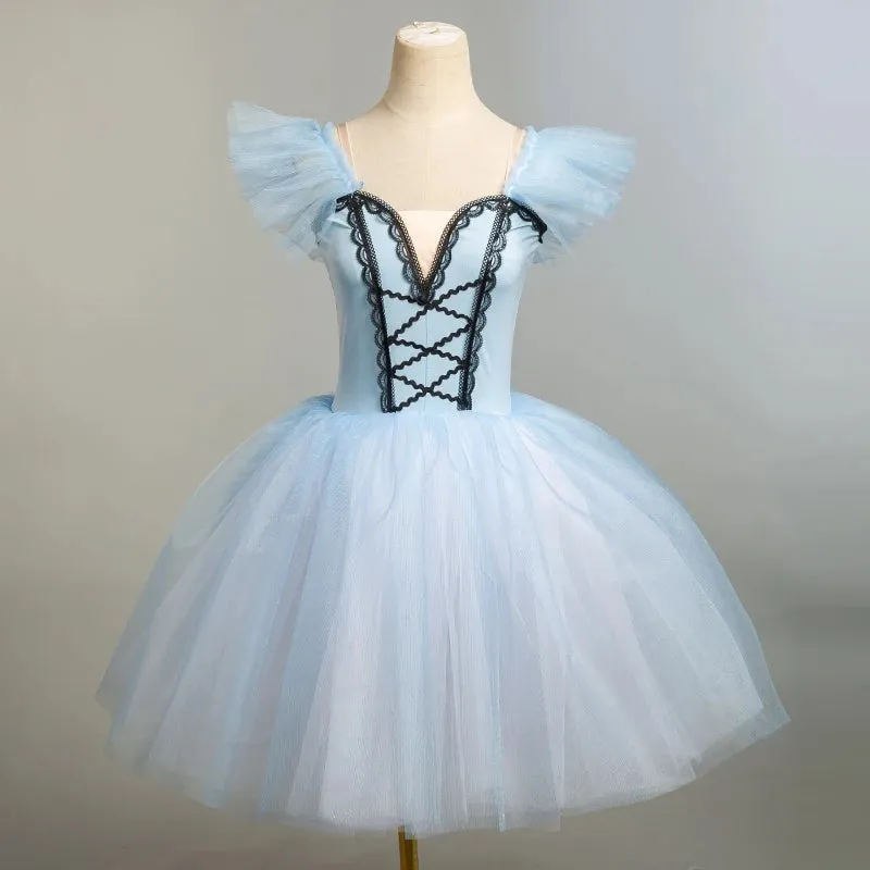 Girls Professional Ballet Tutu Long Dress Performance Dance Costume