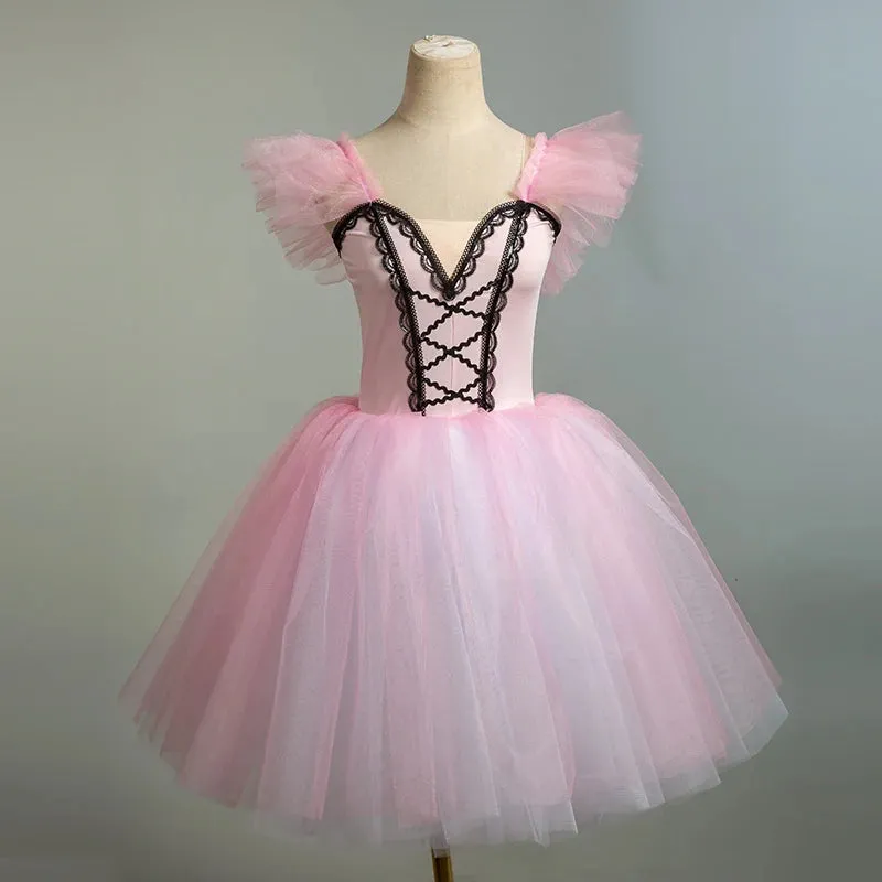 Girls Professional Ballet Tutu Long Dress Performance Dance Costume