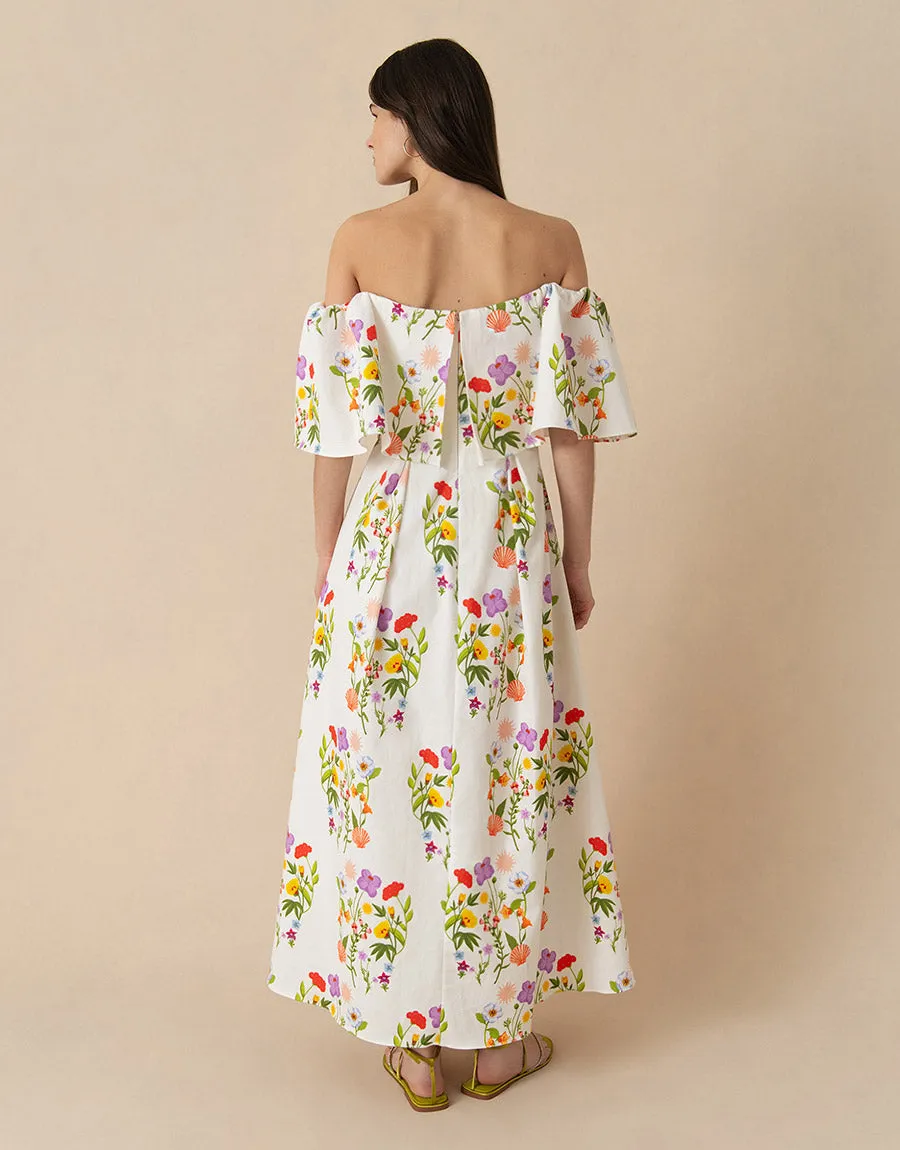 Gracie Pique Maxi Dress - Terrazzo Flower White - SALE