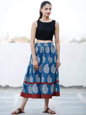 Indigo Green Ajrakh Hand Block Printed Short Skirt  - S40FXXX