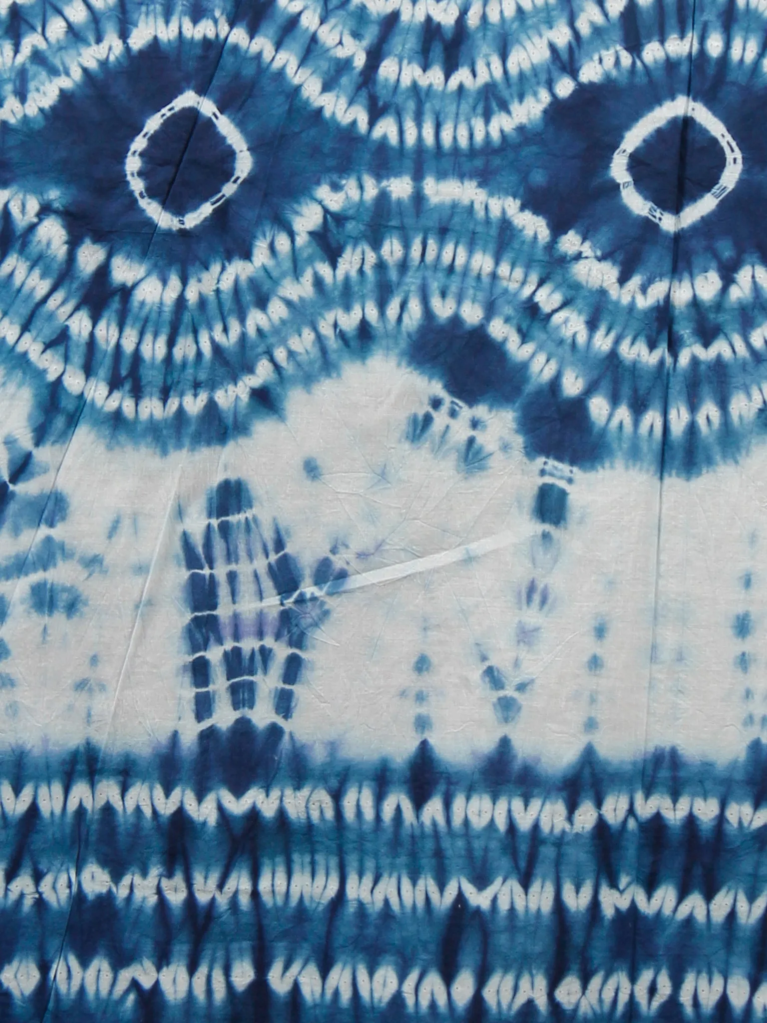 Indigo White Shibori Hand Block Printed Straight Skirt With Side Slits - S40F295