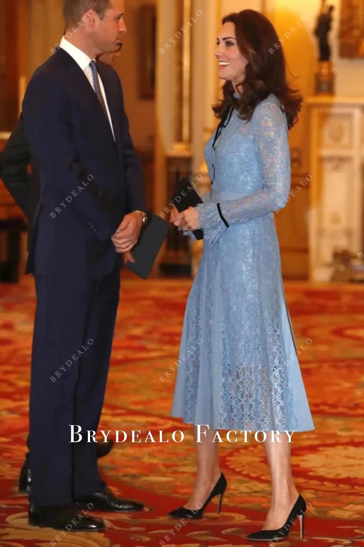 Kate Middleton Ice Blue Lace Dress World Mental Health Day 2017