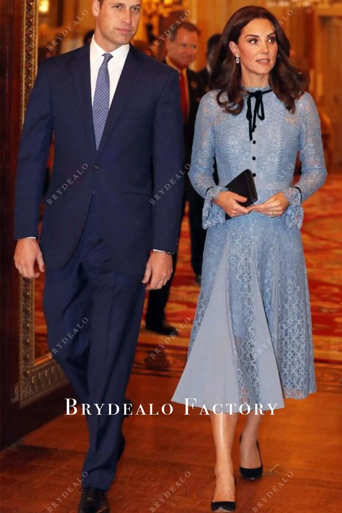 Kate Middleton Ice Blue Lace Dress World Mental Health Day 2017