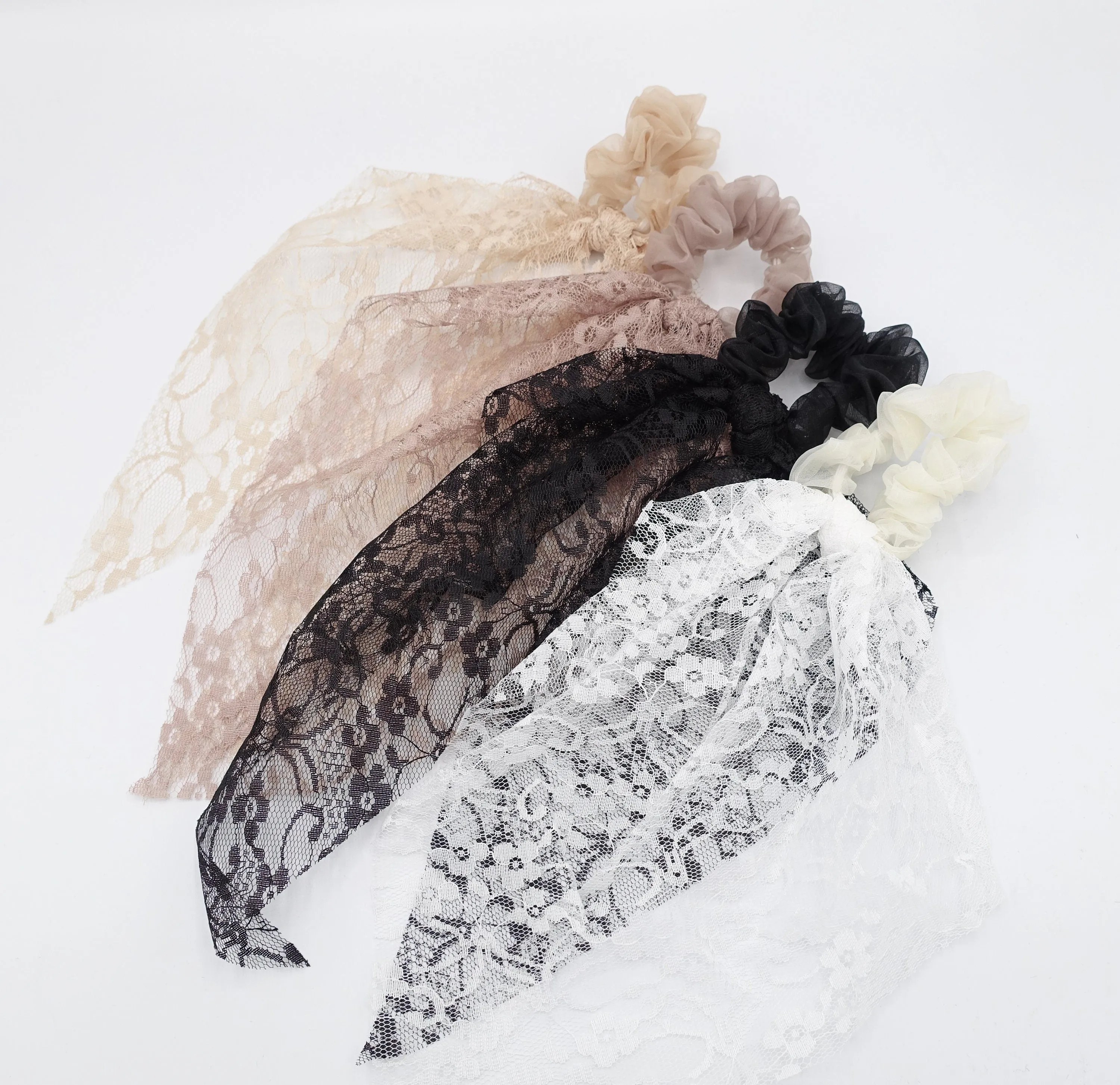 lace hair bow tail hair tie scrunchies for women