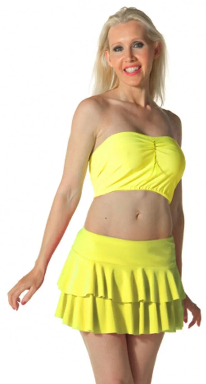 Ladies RaRa Skirt Layered Frill Vibrant UV Neon Plain Dance Club Wear Party Casual Fancy Dress