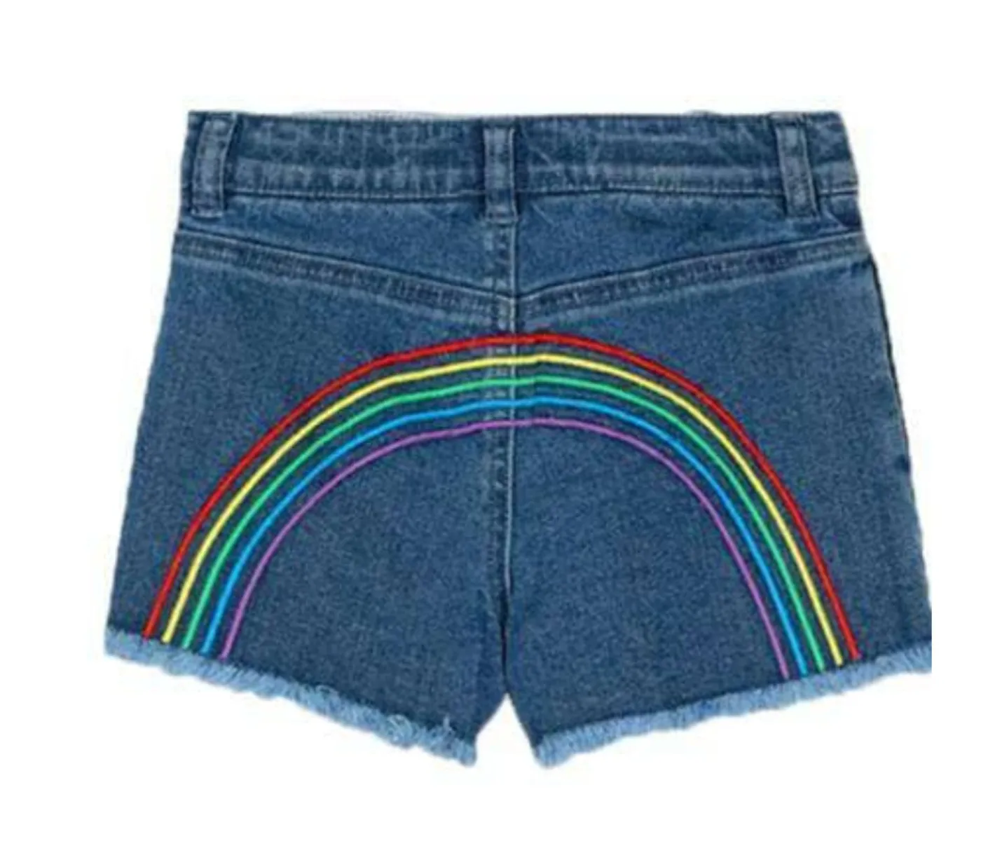 Lola and The Boys Embroidered Rainbow Denim Shorts