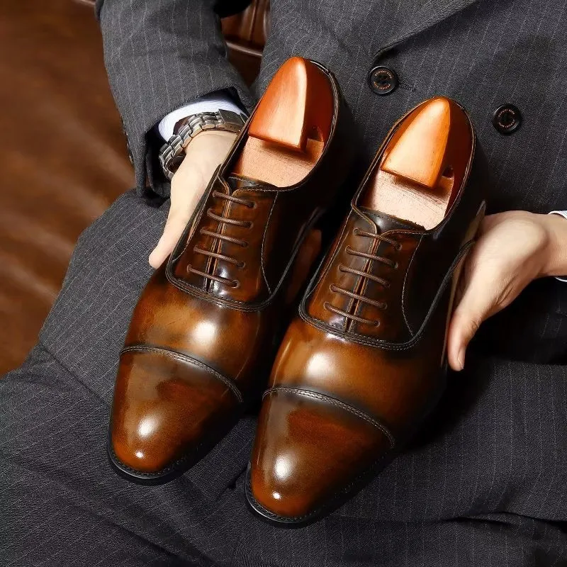 Luxury Leather Round Toe Oxford Dress Shoes