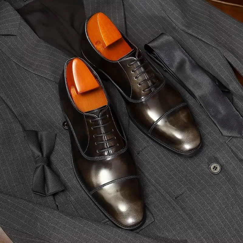 Luxury Leather Round Toe Oxford Dress Shoes