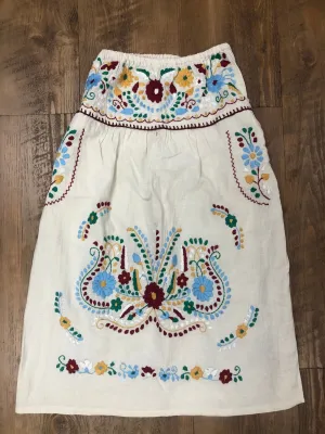 Mexican Cream Floral Embroidered Skirt