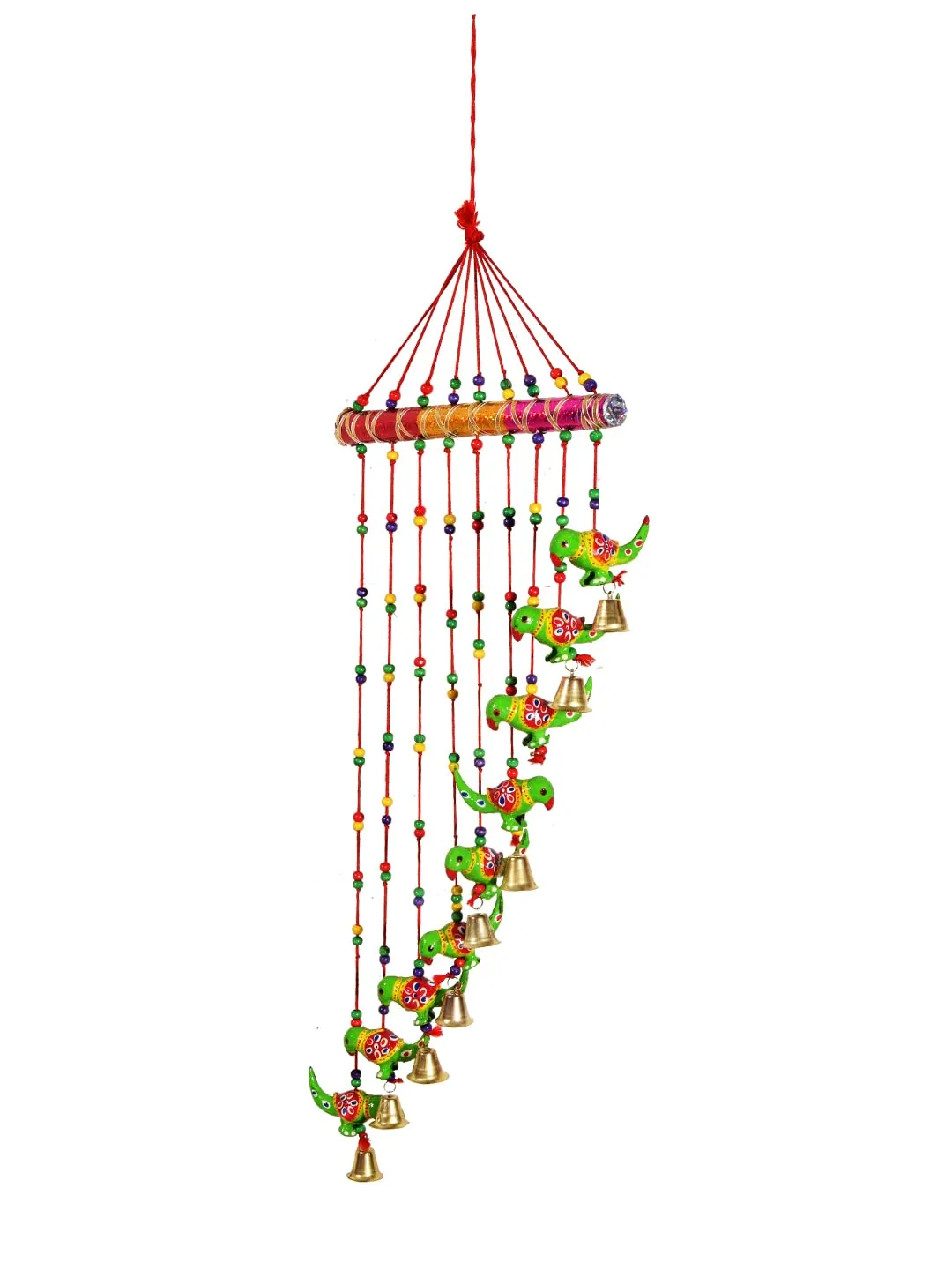 Monk wish Parrot Door Hanging Wood Windchime (77 CM, Multicolor)