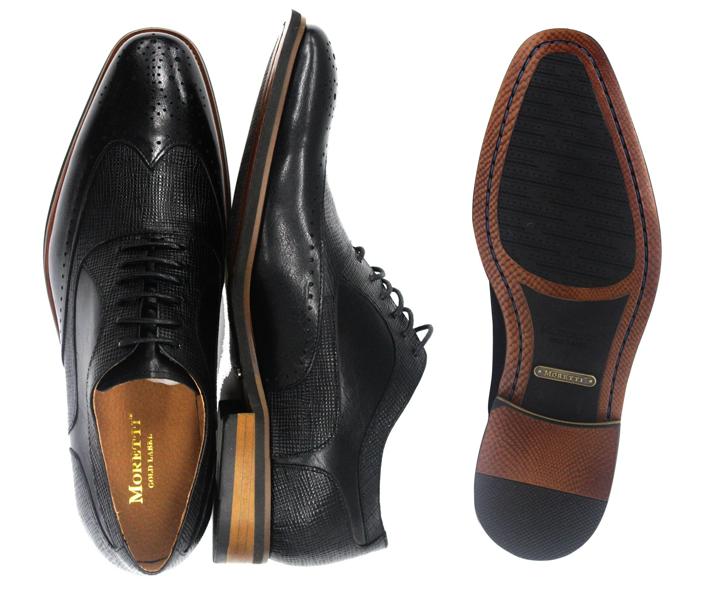 MORETTI,WING TIP-LACE UP-SHOES-M31997-BLACK