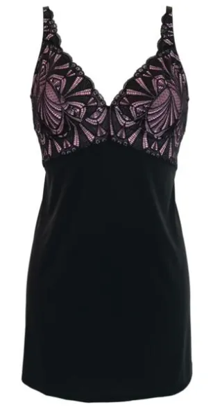 New Romance High Apex Chemise In Black & Rose - Pour Moi