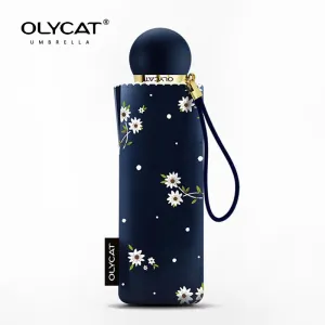 Olycat Mini Kids Umbrella Sunscreen Anti UV Five Folding Lace Umbrella Rain Women Flowers Fashion Sunshade 6K Travel Parasol