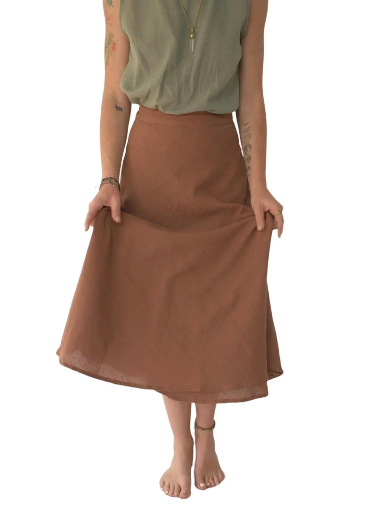 Organic Cotton Terracotta Wrap Skirt