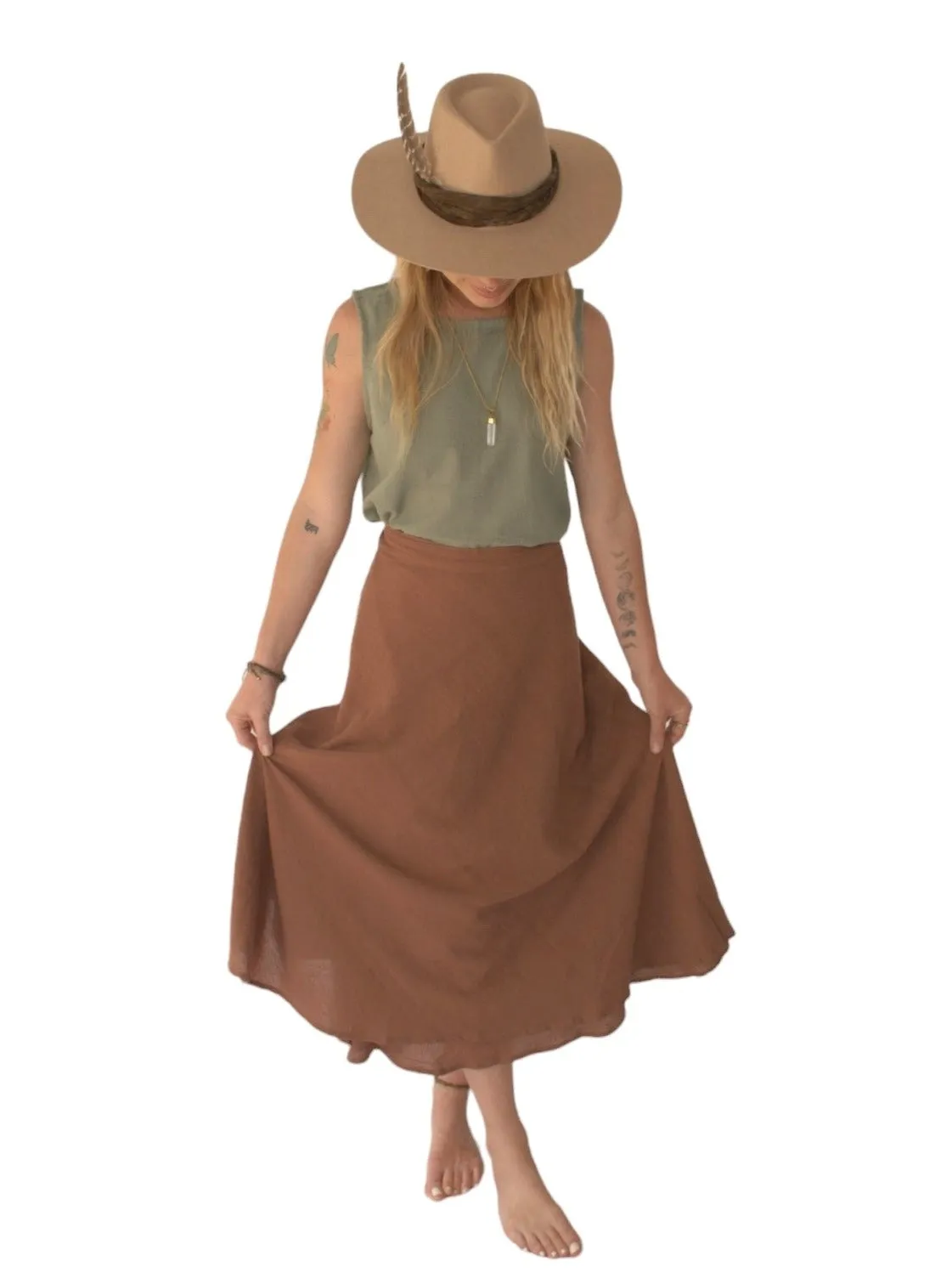 Organic Cotton Terracotta Wrap Skirt