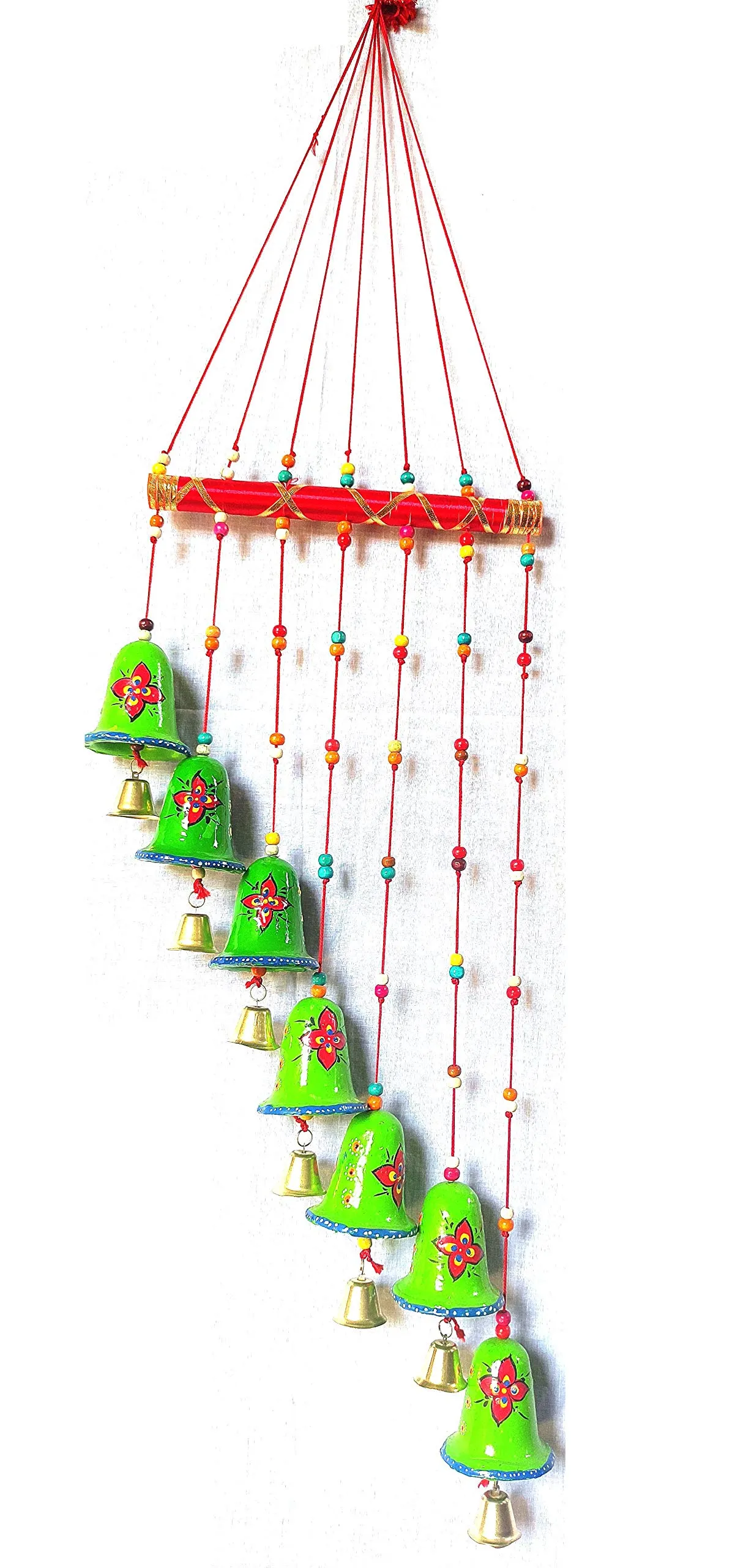 Palpal Art Gallery Handcrafted Hand Painted Design gereen katar Wind Chime Home Decor Office,Temple,Hanging (Green)