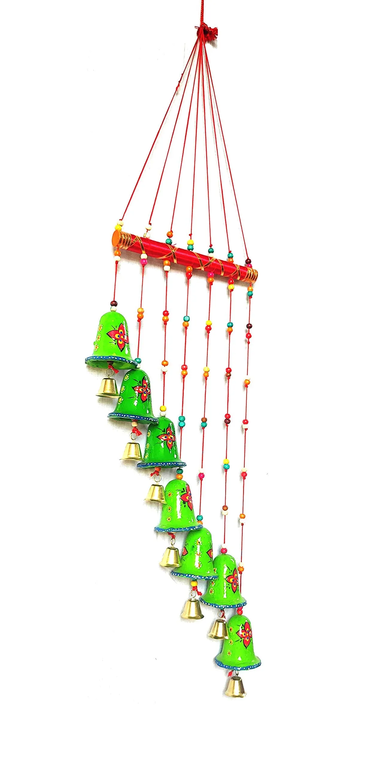 Palpal Art Gallery Handcrafted Hand Painted Design gereen katar Wind Chime Home Decor Office,Temple,Hanging (Green)