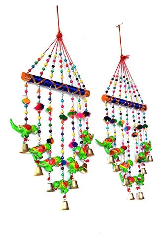 PALPAL Art Gallery Parrot Wind Chimes V Safe Combo Set of 2 Home Decoration Items for Hall balcaney Wall/Door/Window Hanging Bells(90 cm Multicolour)