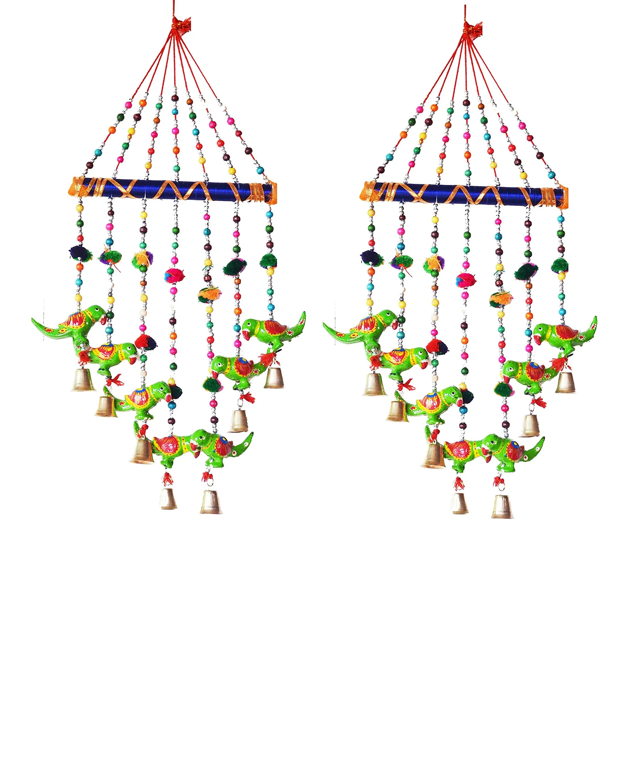 PALPAL Paper Mache Wind Chimes for Home Decor Decoration V Safe Door Hangings Combo Set of 2 (70 cm Multicolour)