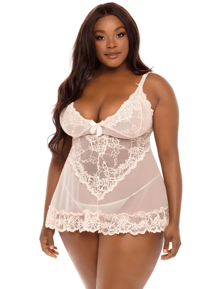 Plus Size Perfect Lace Bridal Babydoll