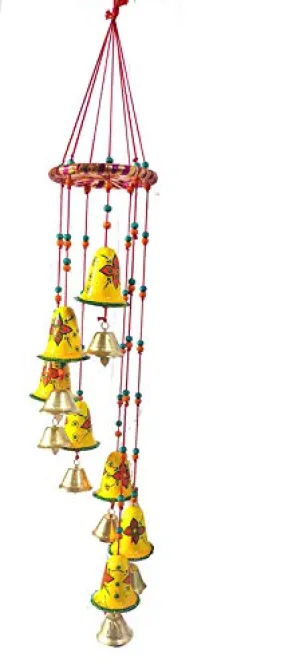 PPH Paper Mache Handcrafted Handpainted Design Wind Chime Home Decor for Office, Temple, Hanging Decorative Wall/Door/Window