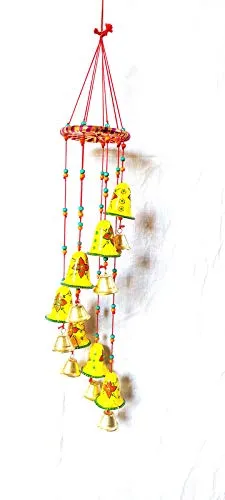 PPH Paper Mache Handcrafted Handpainted Design Wind Chime Home Decor for Office, Temple, Hanging Decorative Wall/Door/Window